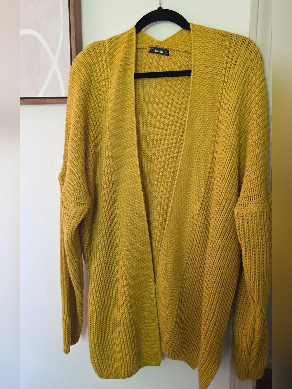 Yellow Mustard Open-Front Knit Cardigan Sweater